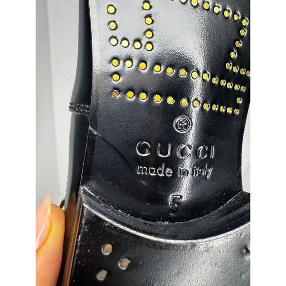 Gucci Black Quebec Leather Ankle Boot black Designer Booties W/box size 5 / US 8 - Picture 7 of 13